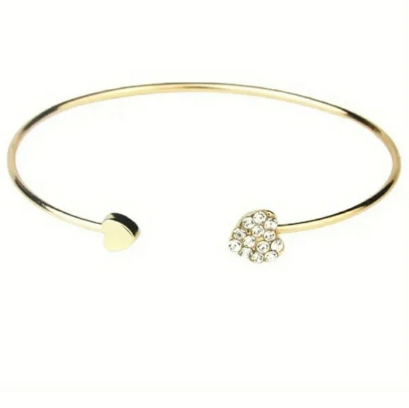 Gold Rhinestone Heart Bracelet - Picture 3 of 6